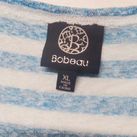 Bobeau Top XL Rayon 3/4 Sleeve Hi-low Relaxed Fit Tunic Stripe Blue Womens Size - Picture 5 of 6